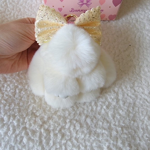 Fluffy Bunny Bag Charm Real Rabbit Fur - Picture 11 of 13